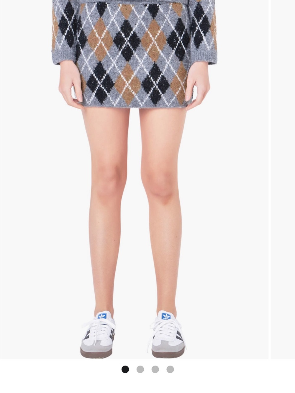 GREY LAB Argyle Knit Mini Skirt in Gray, Black and Brown